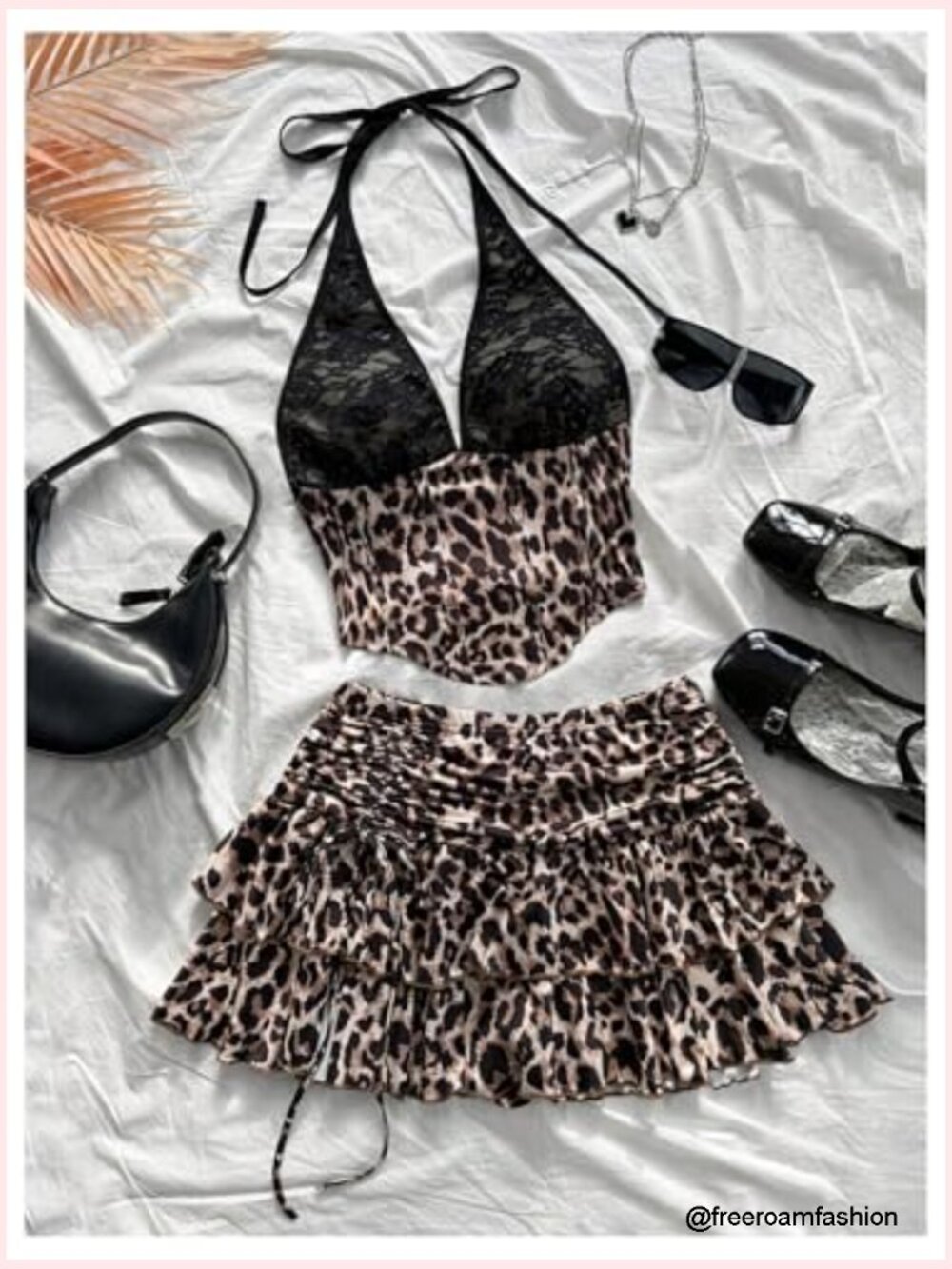 Sleeveless Halter Crop Top Ruffle Mini Skirt 2 Piece Set Y2k Rave Outfit - Picture 3 of 5